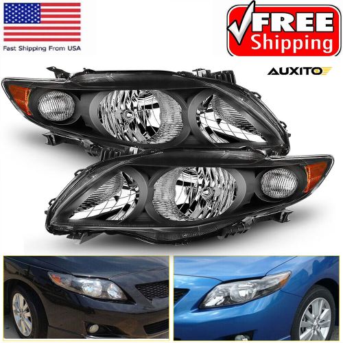 Pair Fits 2009-2010 Toyota Corolla Black Headlights Headlamps Left + Right 09 10, US $74.99, image 9