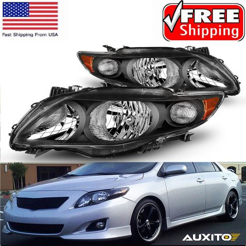 Pair Fits 2009-2010 Toyota Corolla Black Headlights Headlamps Left + Right 09 10, US $74.99, image 10