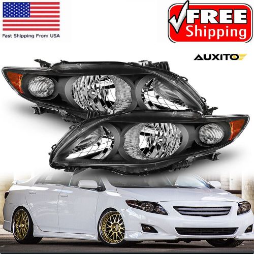 Pair Fits 2009-2010 Toyota Corolla Black Headlights Headlamps Left + Right 09 10, US $74.99, image 11
