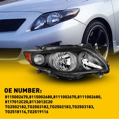 Pair Fits 2009-2010 Toyota Corolla Black Headlights Headlamps Left + Right 09 10, US $74.99, image 14
