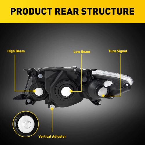 Pair Fits 2009-2010 Toyota Corolla Black Headlights Headlamps Left + Right 09 10, US $74.99, image 16