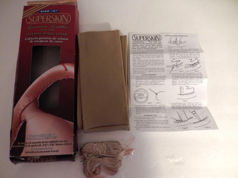 Superior 58-0650t superskin, leather steering wheel cover, size a - tan