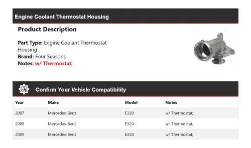 For 2007-2009 Mercedes-Benz E320 Engine Coolant Thermostat Housing 4 Seasons, US $96.58, image 4