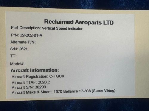 WESTON VERTICAL SPEED INDICATOR SN- 2621 P/N: 22-202-01-A, C $145.00, image 3