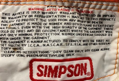 Simpson Flame Retardant Orange Racing Suit - Size Large, US $49.50, image 3