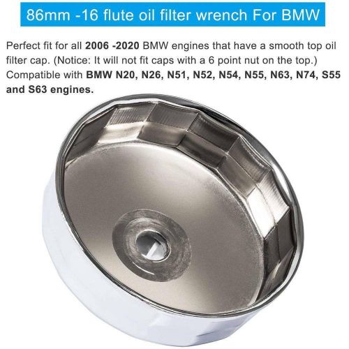 86mm 16 Flute Oil Filter Cup Wrench Socket Remover Tool For BMW Volvo Vehicle, US $15.11, image 4