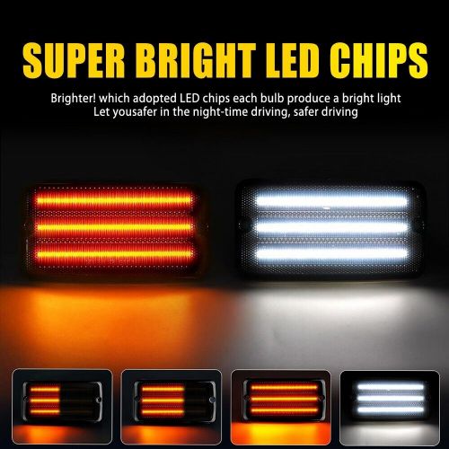 4PCS Smoked Lens LED Front Fender Side Marker Lights For 1997-2006 Jeep Wrangler, US $59.99, image 13
