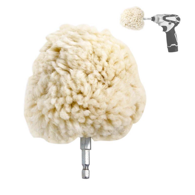 Jumbo 4" genuine wool buffing ball - hex shank - power drill or impact driver