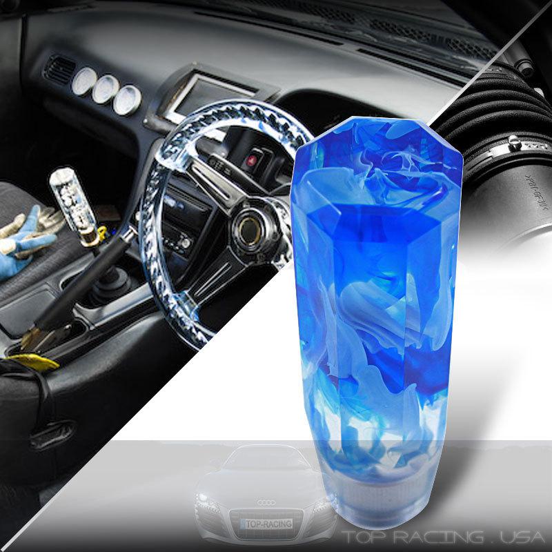 Universal 150mm crystal jdm/vip style fusion shifter shift knob bluemoon / blue