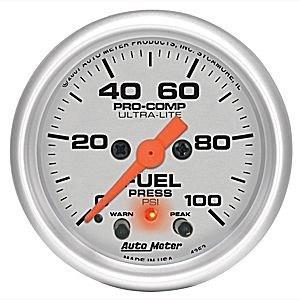 Autometer 2-1/16in. fuel press; 0-100 psi; w/peak/warn