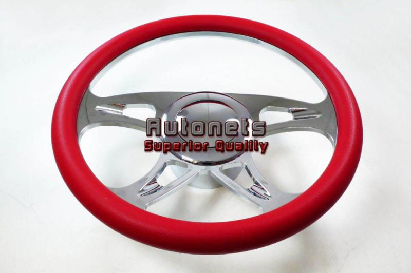 Buy Red Leather Carousel Chevy GM Aluminum Steering Wheel Horn Button