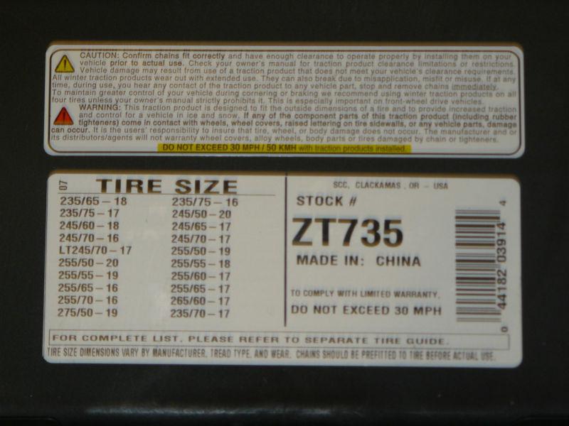 Buy SUPER Z LT ZT735 SNOW CABLES for Pickups & SUVs in Hialeah, Florida