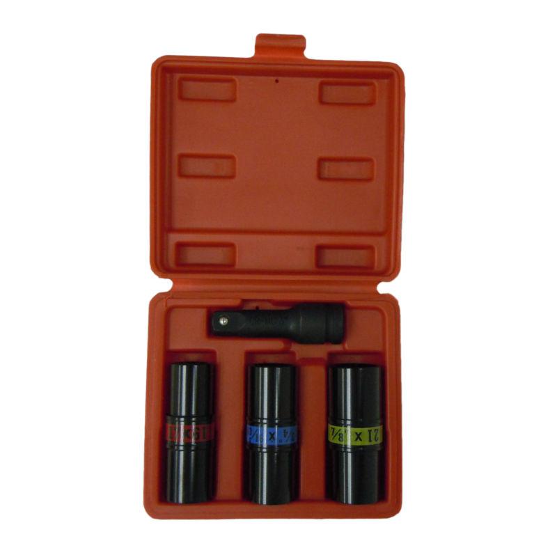 4 pc. 1/2"dr. flip impact socket set,pvc box,mm&sae