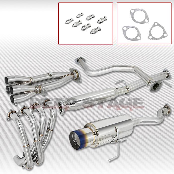 Ss cat back exhaust 4.5"burnt tip muffler+tri-y header 94-01 integra gs-r dc1/2