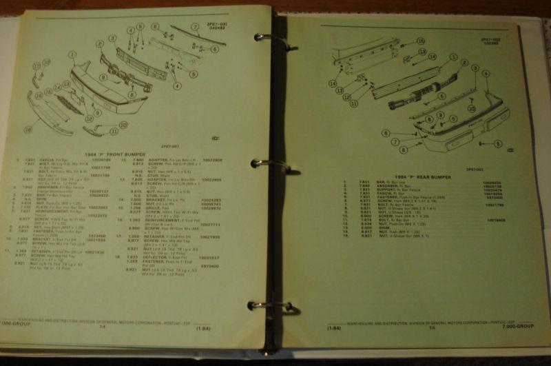 Buy 1984 PONTIAC FIERO PARTS BOOK CATALOG NUMBERS BOOK WOW P SERIES NOS