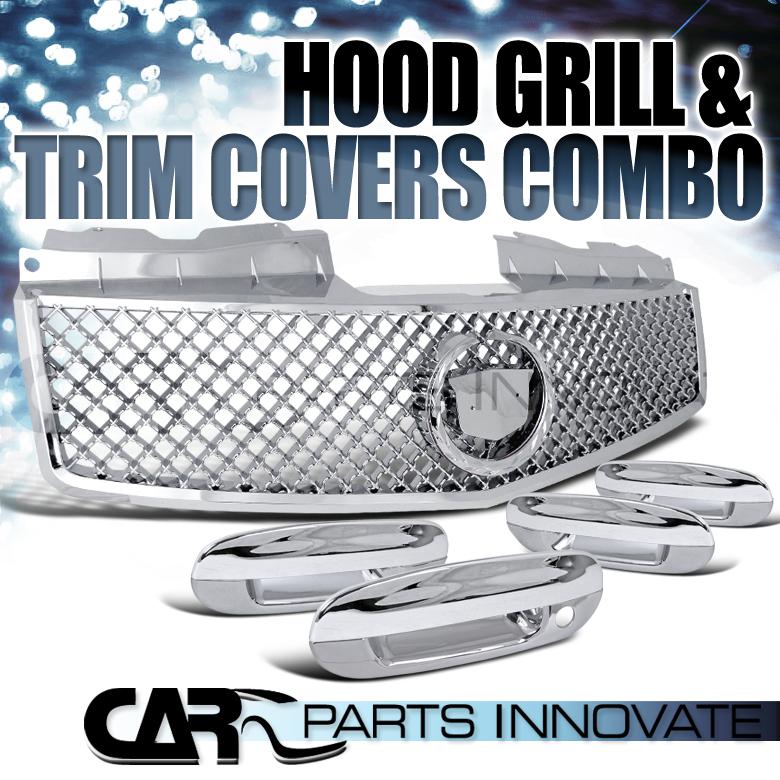 2003-2007 cadillac cts chrome abs front mesh grille+door handle covers trim