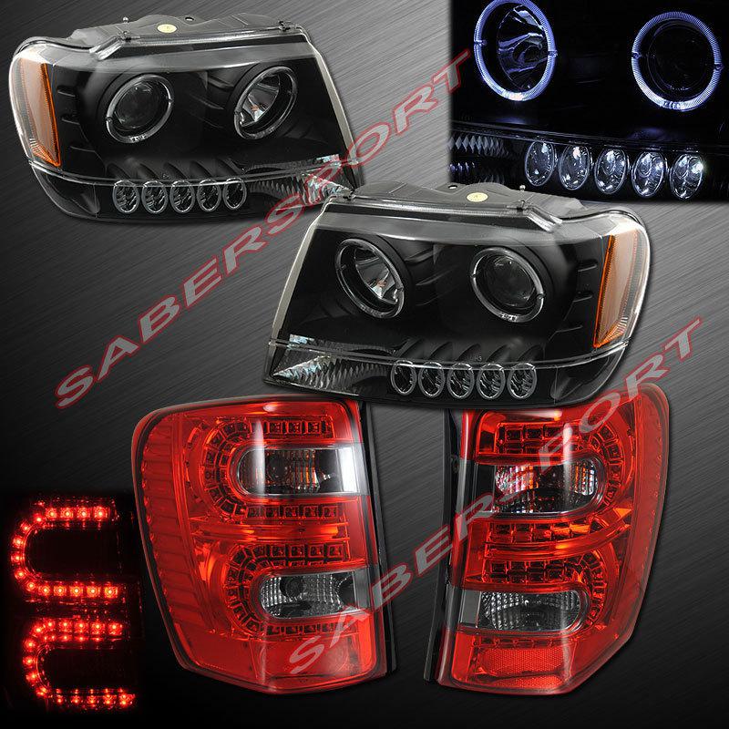 Buy 9904 JEEP GRAND CHEROKEE HALO PROJECTOR HEADLIGHTS BLACK + RS LED