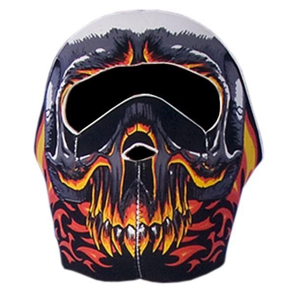 2 in 1 reversible motorcycle biker skier neoprene face mask - red evil skull!