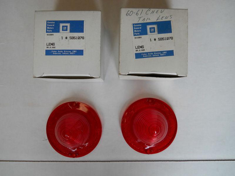1960-1961 chevy impala belair biscayne tail lamp lenses nos 5951078