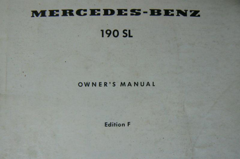 Mercedes Benz 190 SL Owner's Manual with Fold Out Diagram Edition F, US $10.00, image 10