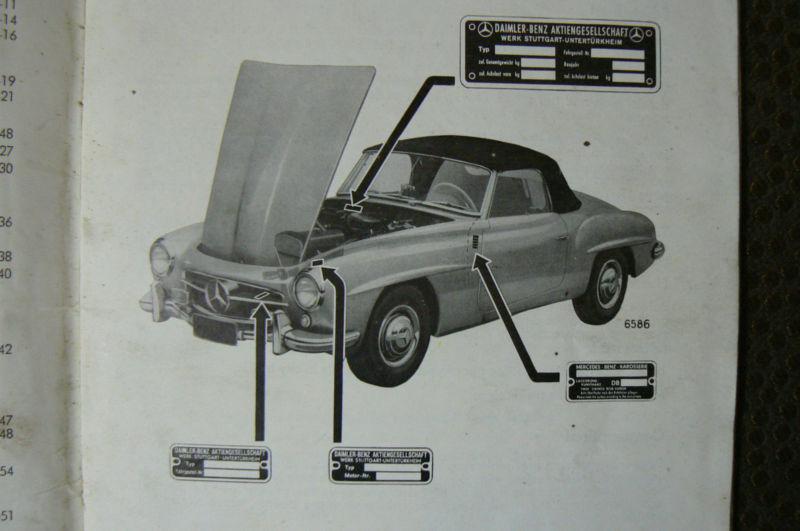 Mercedes Benz 190 SL Owner's Manual with Fold Out Diagram Edition F, US $10.00, image 12