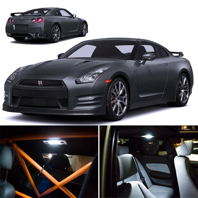 7x white led lights interior package deal kit 6000k smd 2009-2013 nissan gt-r