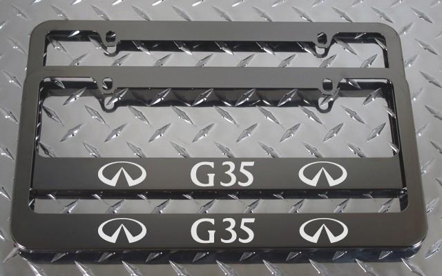 2 brand new infiniti g35 gunmetal license plate frame + screw caps