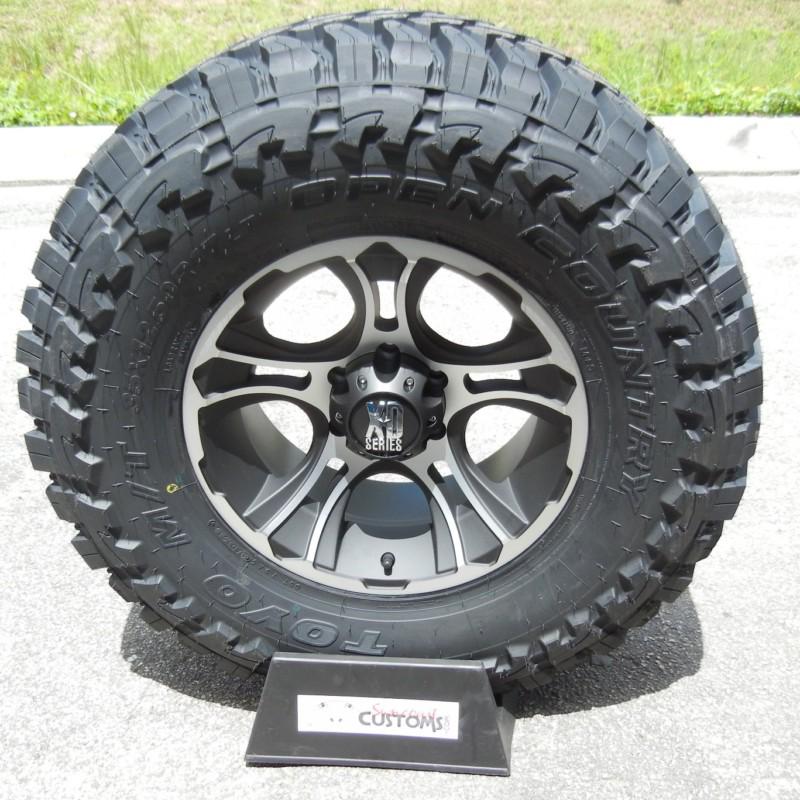 18" black machined xd crank wheels toyo opencountry m/t jeep wrangler jk rubicon