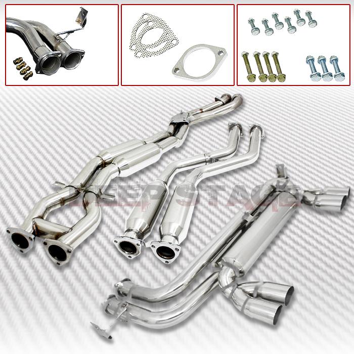 Stainless dual full cat back exhaust 2.75"tip muffler+down pipe 01-06 bmw e46 m3