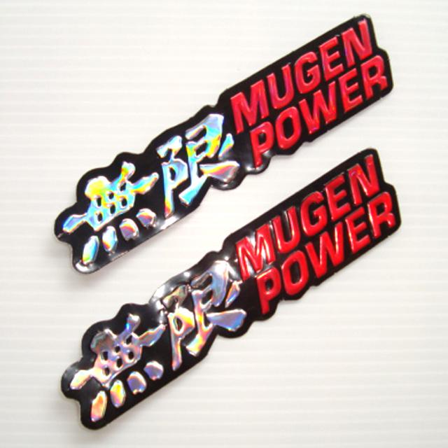 2pc. honda mugen power red sticker die-cut foil emboss helmet car motorcross