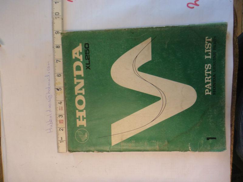 Honda parts list xl 250 used ! book catalog 1972