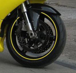 Yellow 17 inch motorcycle scooter car bike wheel rim stripes stickers decals new