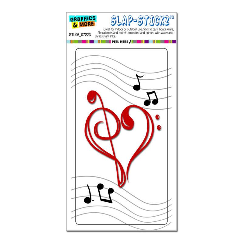 Music heart - love treble bass clef notes on white - slap-stickz™ bumper sticker