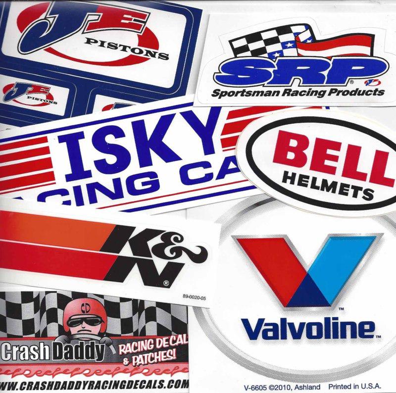 Valvoline isky hoosier bell k&n je 14+ racing decals stickers bargain set lot  