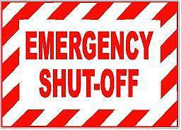 Emergency shut off decal
