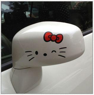 2 pcs hello kitty mirror decor stickers decalsbeard bow graphics auto car truck
