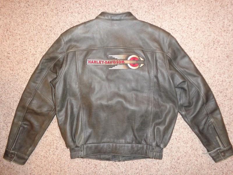 OEM Harley Davidson Distressed Flying Wheel Large L Leather Jacket WLA VL 45 UL, US $489.95, image 2