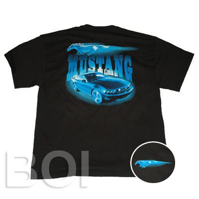 2010-2012 ford mustang blue glow running horse t-shirt made in usa