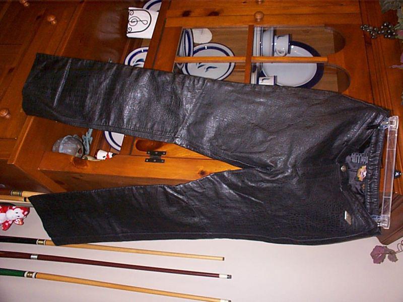 Ladies harley davidson biker motorcycle reptile leather pants black sz 36/8 w 