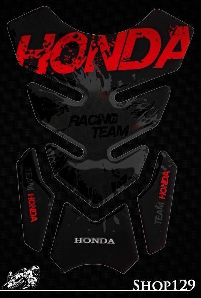 Black red racing team protective tank pad sticker decal honda sport motorcycle