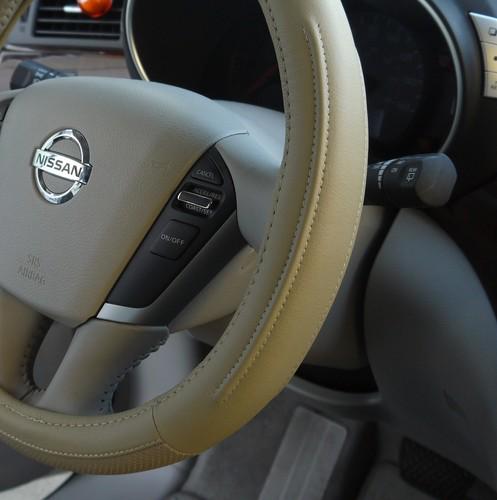 Fit Hyundai Kia Subaru Beige Leather Steering Wheel Cover Kit 57006 14