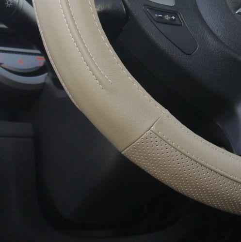 Fit Hyundai Kia Subaru Beige Leather Steering Wheel Cover Kit 57006 14