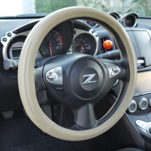 Fit Hyundai Kia Subaru Beige Leather Steering Wheel Cover Kit 57006 14