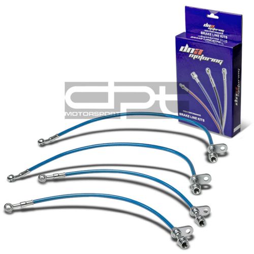 4-pcs stainless hose brake line for acura rsx/tsx/tl/cl honda civic si crz blue