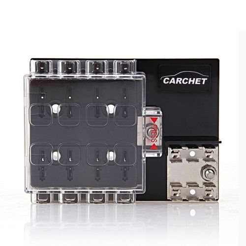 8-way block holder circuit fuse box with cover for auto vehicle car truck