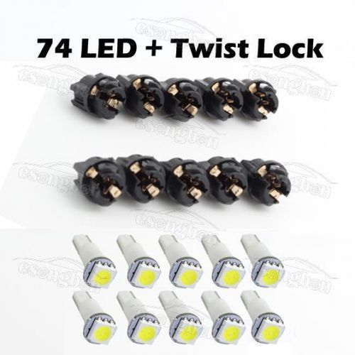 10x white 17 73 twist-in 5050 smd instrument panel dash light led sockets pc74