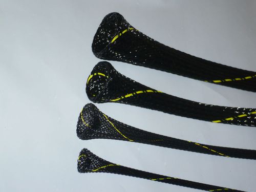 1/8 expandable sleeving black/neon yellow spiral - techflex 25ft