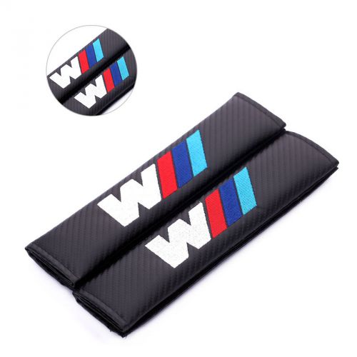 2pcs ///m power sports carbon fiber car seatbelt cover shoulder pad pads for bmw