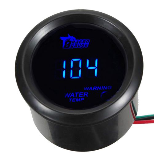 2&#034; 52mm black car motor digital blue led water temp fahrenheit f led gauge meter