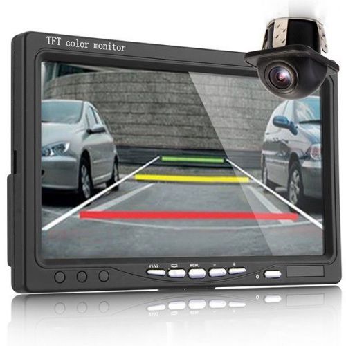7&#034; lcd digital color screen car monitor+2.4ghz wireless backup rearview camera